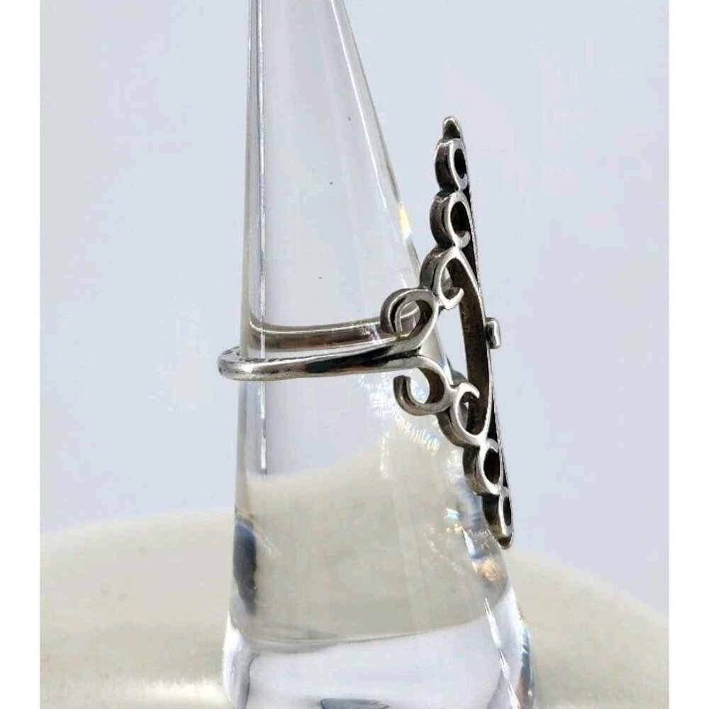 Vintage Mexico LMV 925 Sterling Silver Modernist Statement Ring Size 5.75 - Picture 4 of 8